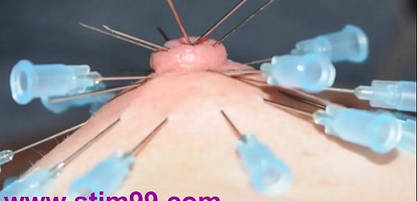  Squirting Saline by Nipple and Extreme Needles Pierced